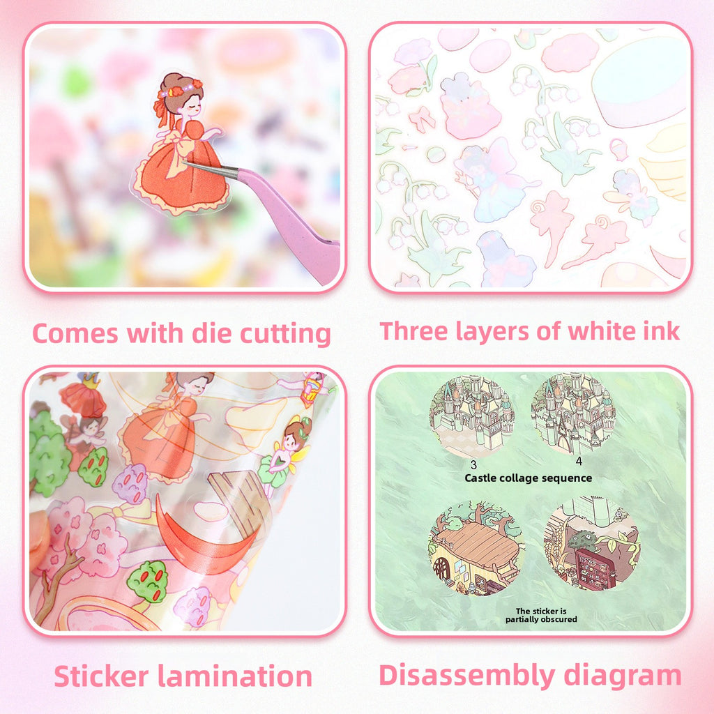 Large 97.0 Scrapbook Stickers Handmade Stress Relief Stickers Miniature Scene Collage 3D Scene Stickers