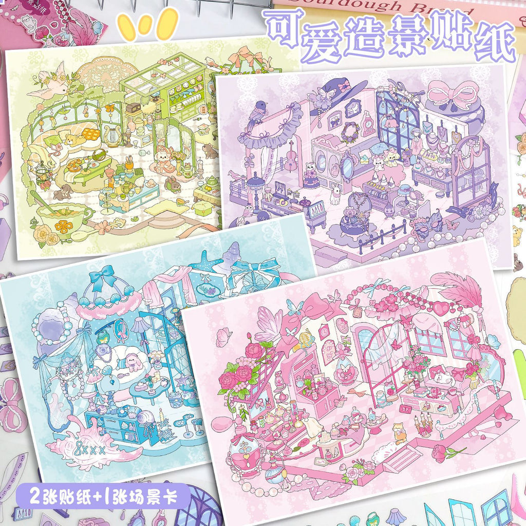 Scenery Stickers ins style 87.0 Scene Stickers 3D Stereo Stickers Miniature Scene Collage Journal Stickers