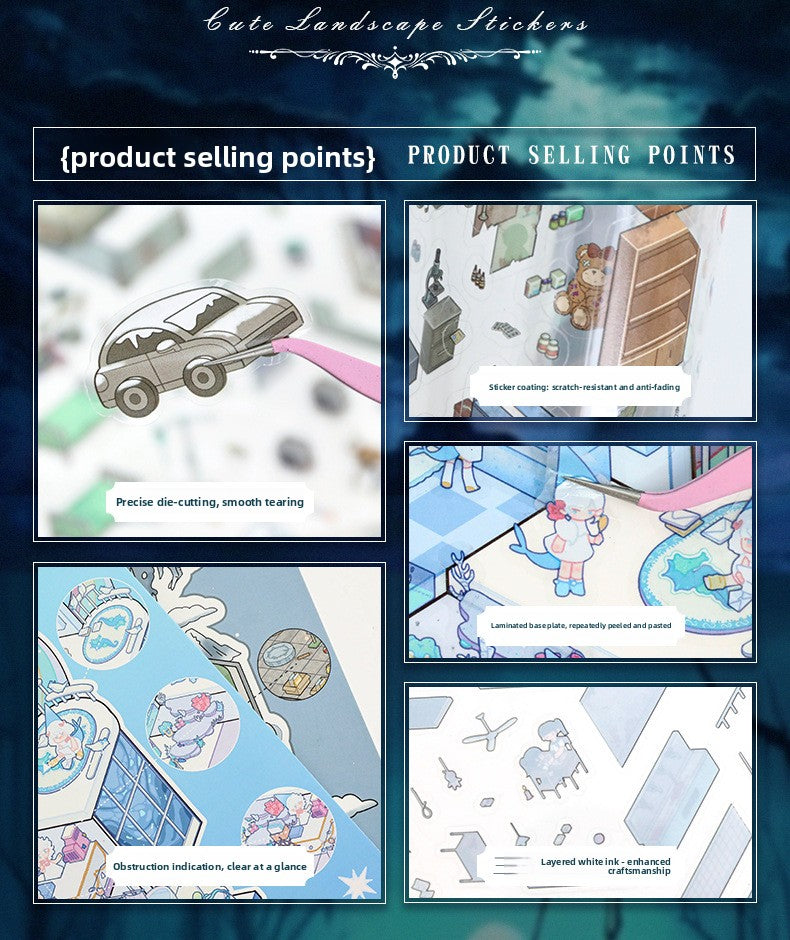 Large Scene Stickers 3D Micro Horrorr 72.0  Scene Stickers DIY Stress Relief Journal Stickers