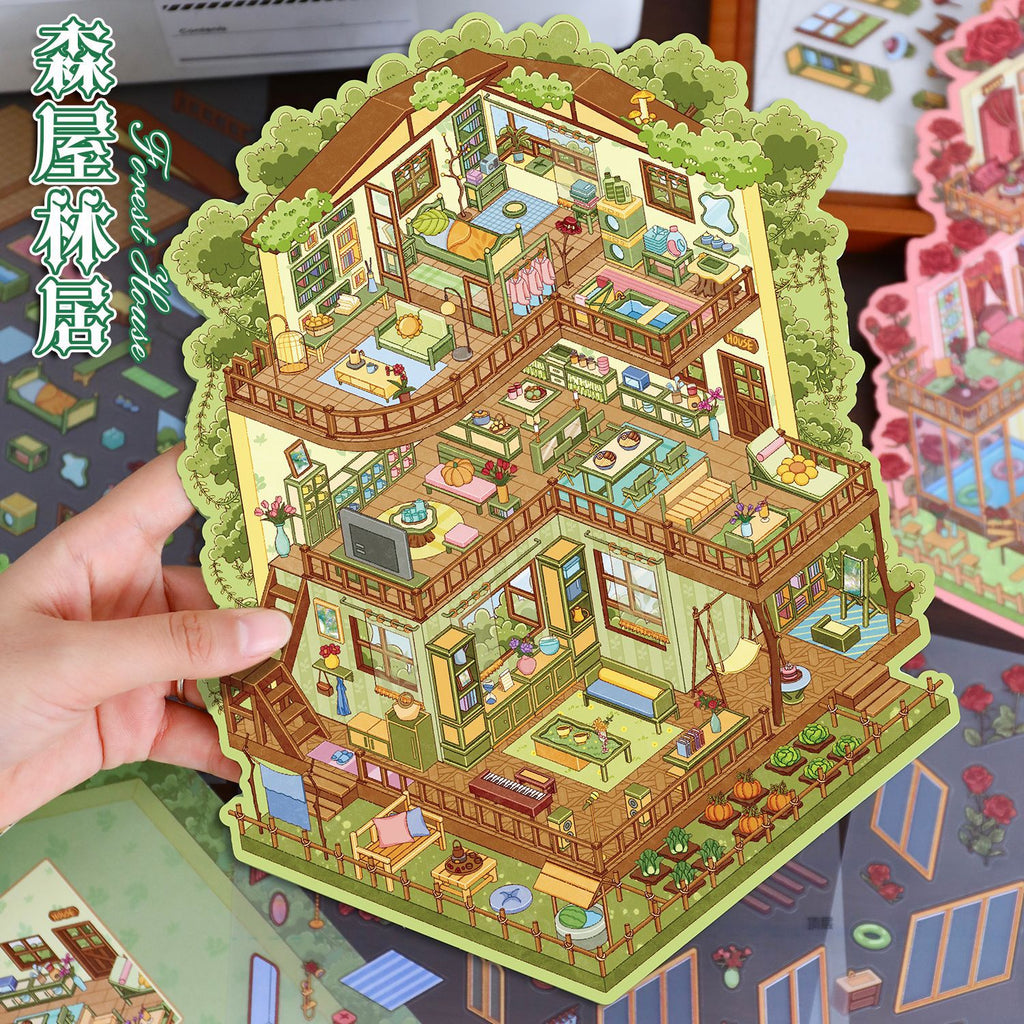 Large Villa Scene Stickers 94.0 DIY Scrapbook Stickers 3D Miniature Scene Stickers