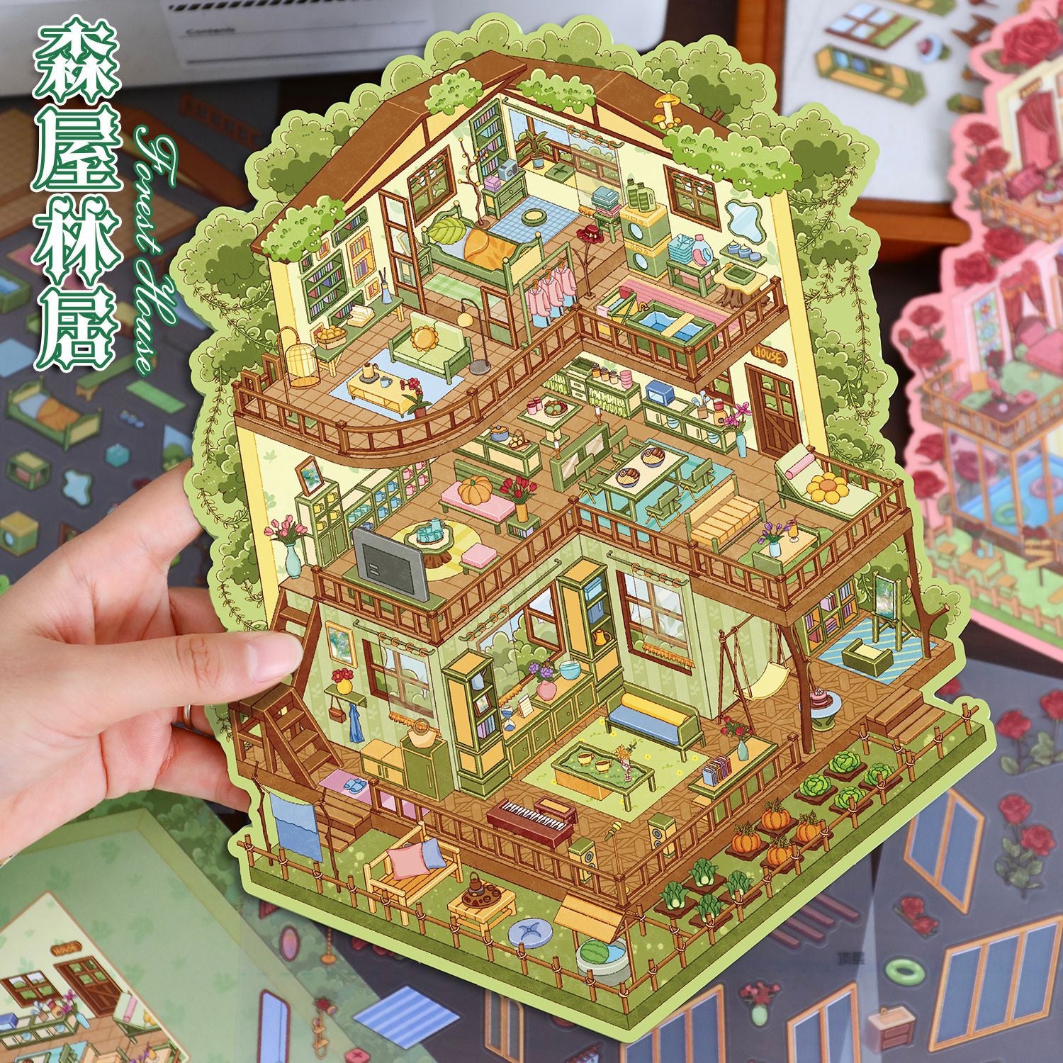 Large Villa Scene Stickers 94.0 DIY Scrapbook Stickers 3D Miniature Scene Stickers