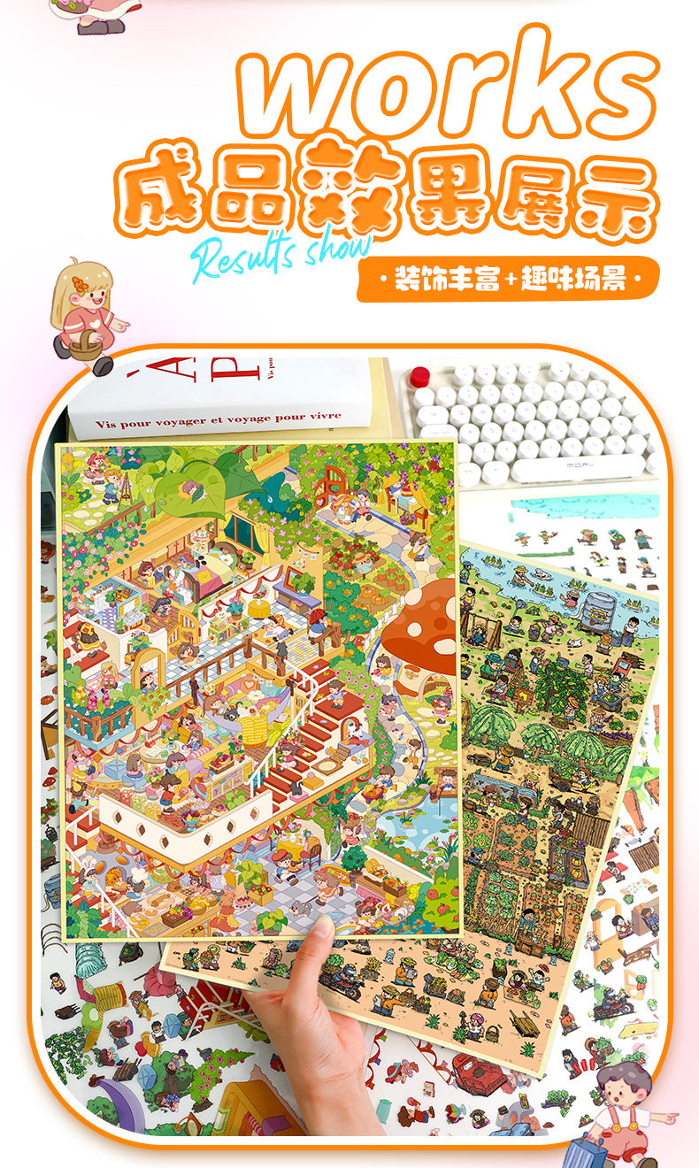 Large Size Scenery Stickers for Garden Tour 82.0 Scene Stickers 3D Miniature Scene Stickers Journal Stickers