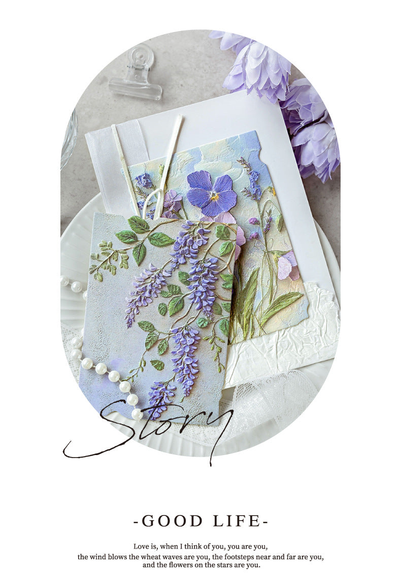 Vintage Embossed Plant Material Paper Floral Journal DIY Background Paper