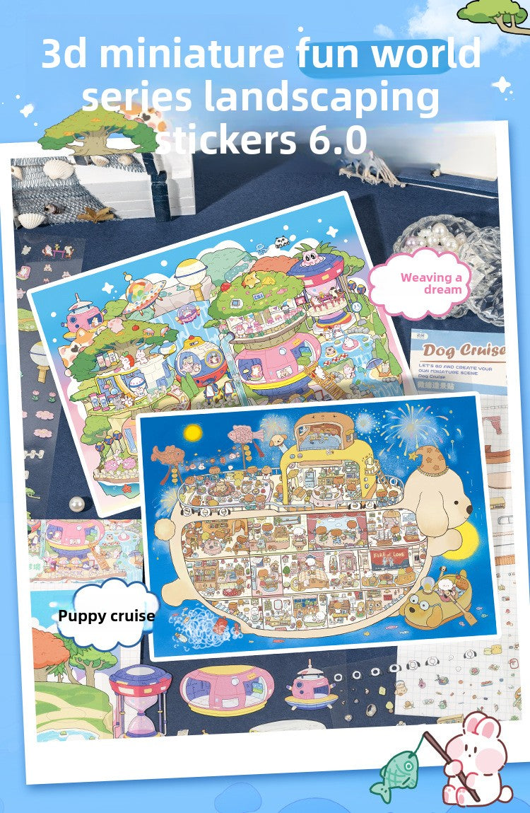 Fun World 6.0 Large Scenery Stickers Miniature Scene 3D House Scrapbook