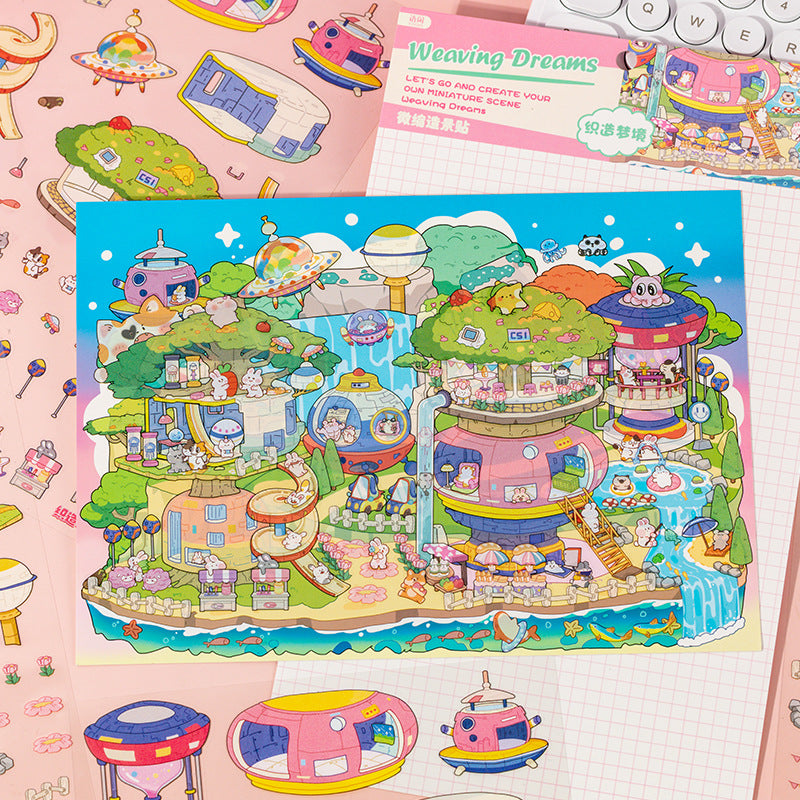 Fun World 6.0 Large Scenery Stickers Miniature Scene 3D House Scrapbook