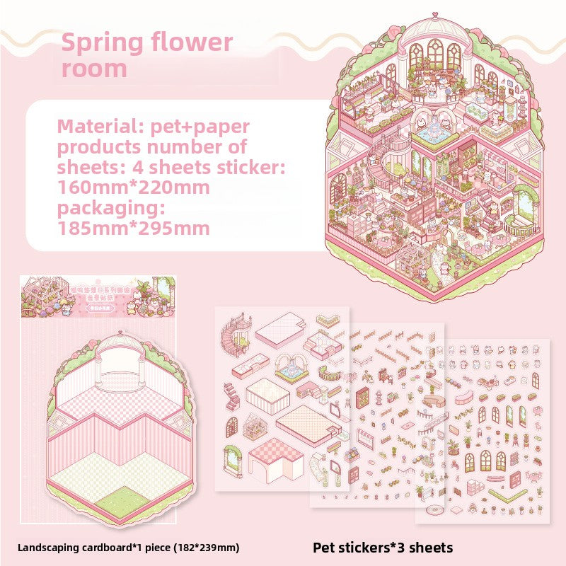 Zoo Small Class Meow Series 3D Miniature Scene Stickers