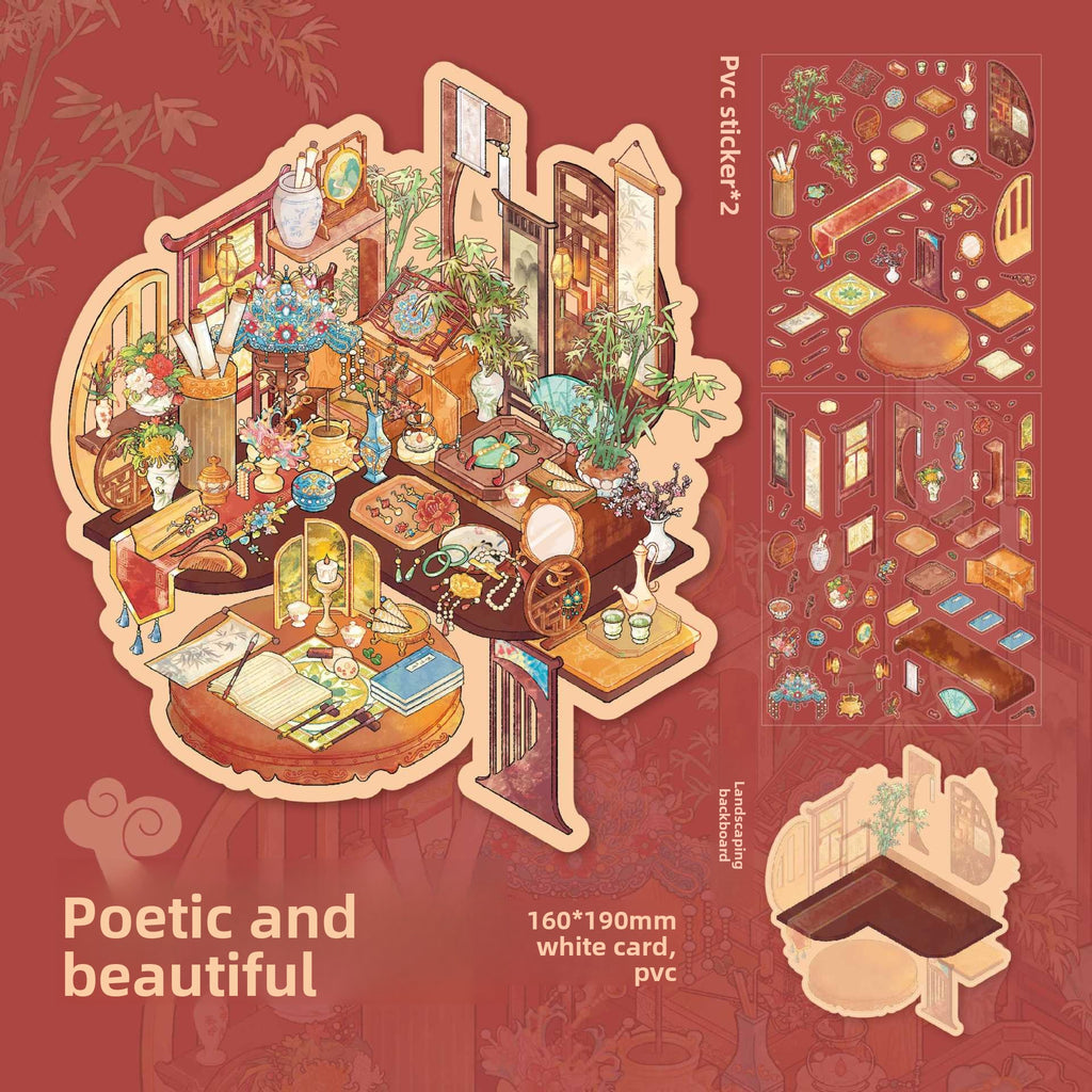 Gilded Encounter Series 3D Miniature Landscape Flat Stickers Gilded Encounter Series Cartoon Fun Stress Relief Stickers