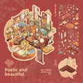 Gilded Encounter Series 3D Miniature Landscape Flat Stickers Gilded Encounter Series Cartoon Fun Stress Relief Stickers