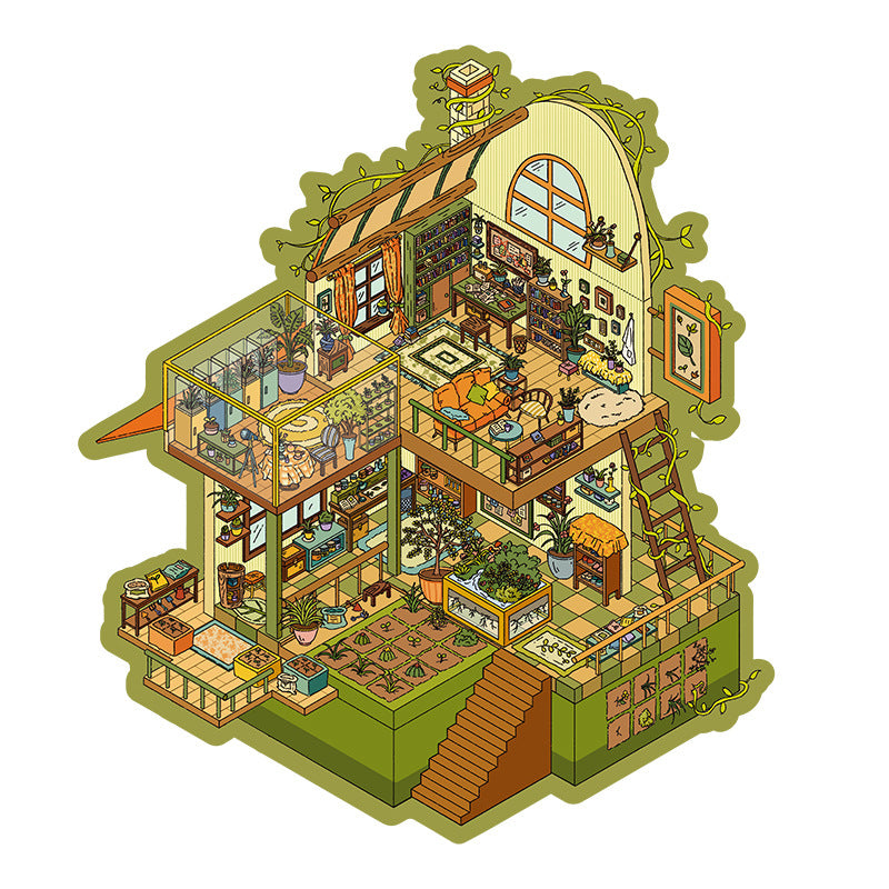 3D Miniature House Scene Stickers for Decoration 51.0 Stress Relief and Journaling