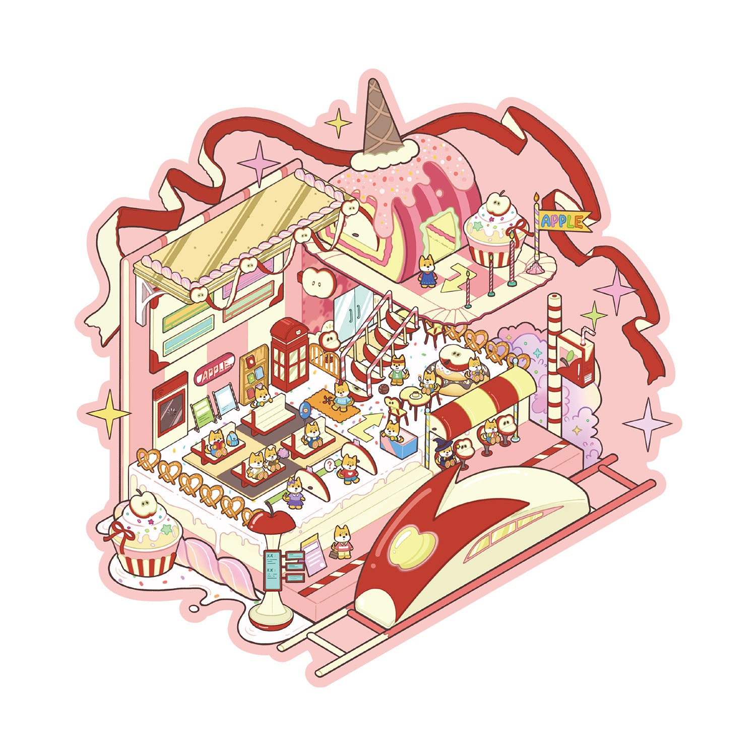 Large Stickers 98.0 for Scenery Journal Stickers Stress Relief Stickers Miniature Scene Collage 3D Scene Stickers