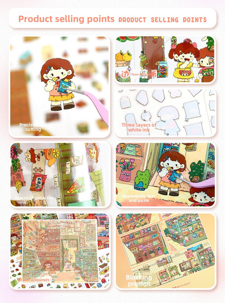 Code Scene Decoration Stickers 99.0 Special Oil Glossy Film Stickers Miniature Scene Collage Journal Stickers