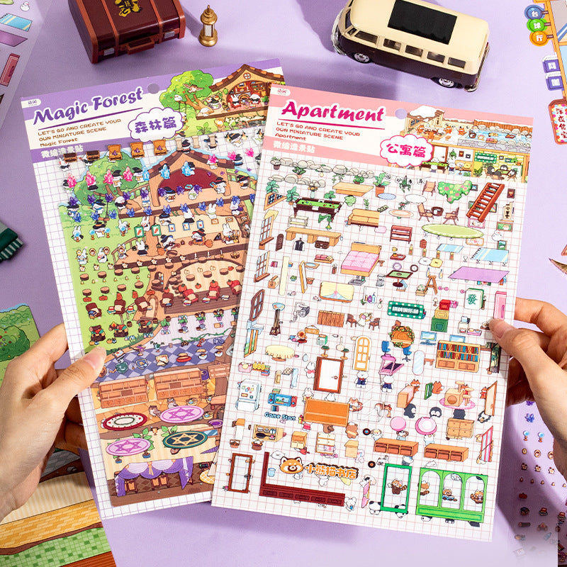 Fun World Series 3D DIY Miniature Scenery Stickers Journal Collage