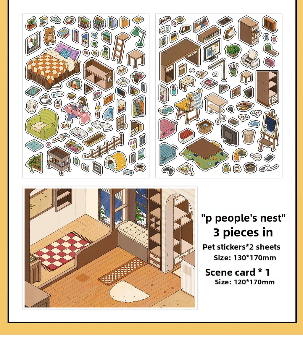 My Little House3D DIY Miniature Scences Sticker 15 Lovely Miniature Stickers