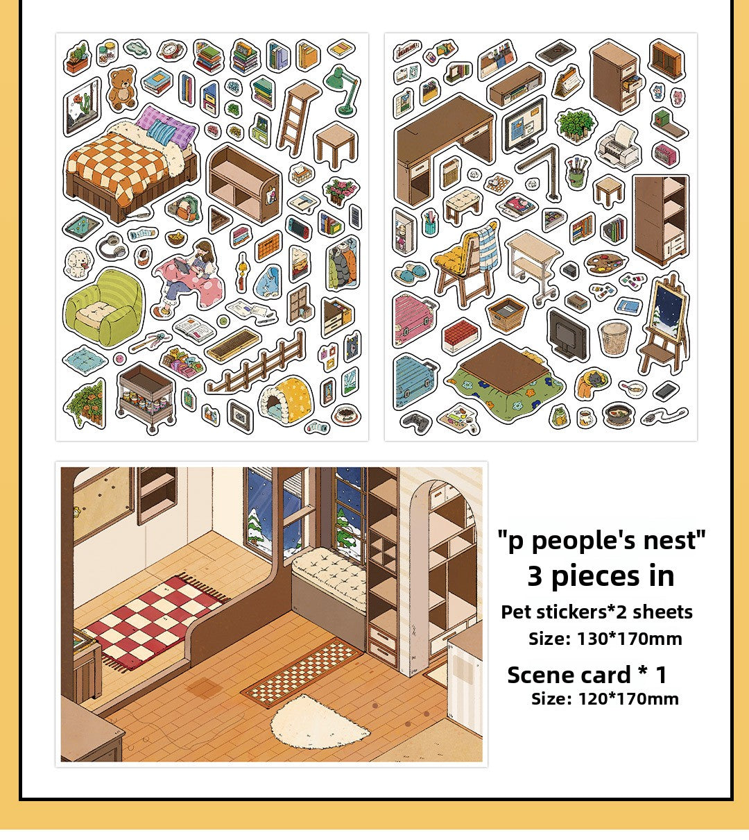 My Little House3D DIY Miniature Scences Sticker 15 Lovely Miniature Stickers