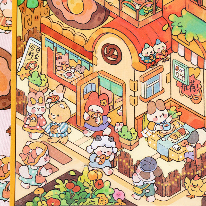 Happy Town Miniature Landscape Stickers 3D Stacking House Journal Fun Stickers