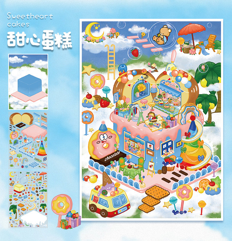 Decorative Stickers Cake Series 83.0 Scene Stickers 3D Miniature Scene Stickers Journal Stickers