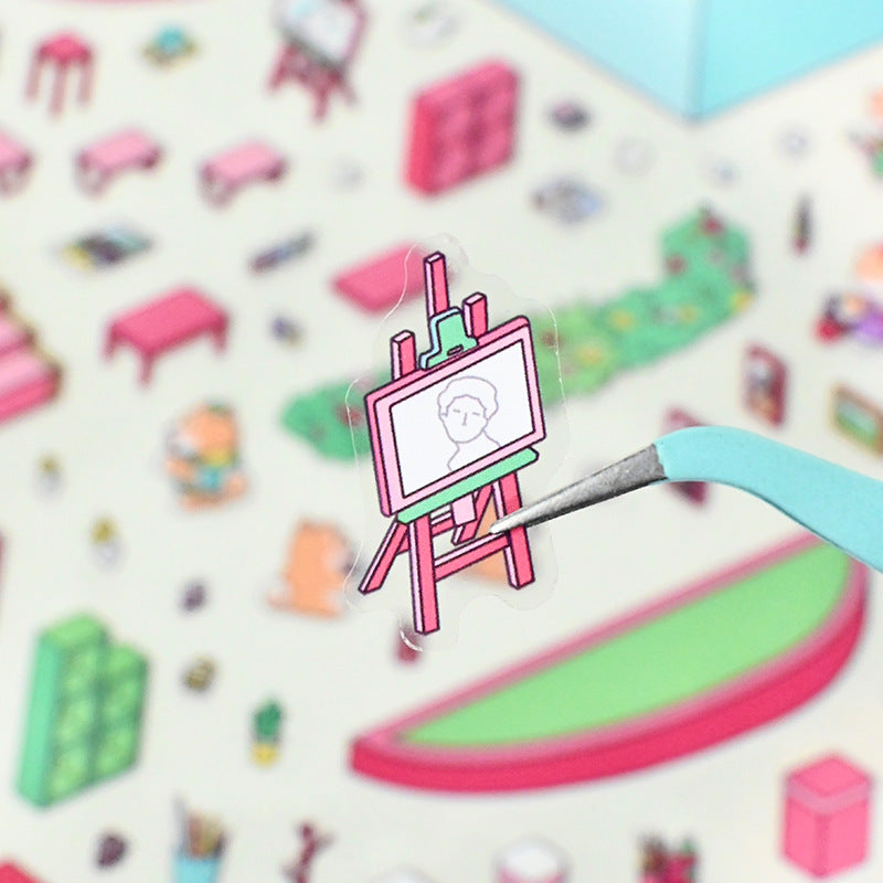 Large Version 6.0 Flip Cover 3D Landscape Stickers Cute DIY Stress Relief Miniature Scene Journal Stickers