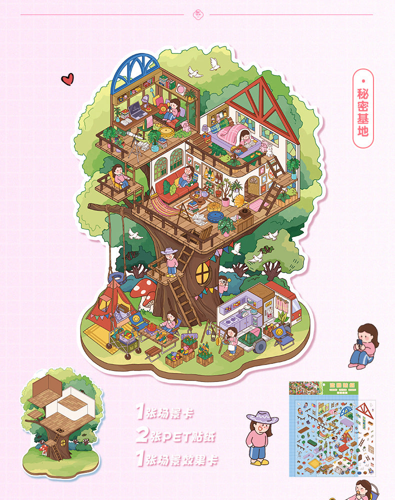 Large Edition 3D Miniature Scene Stickers 32.0  Stacking Scrapbook Stickers DIY Stickers