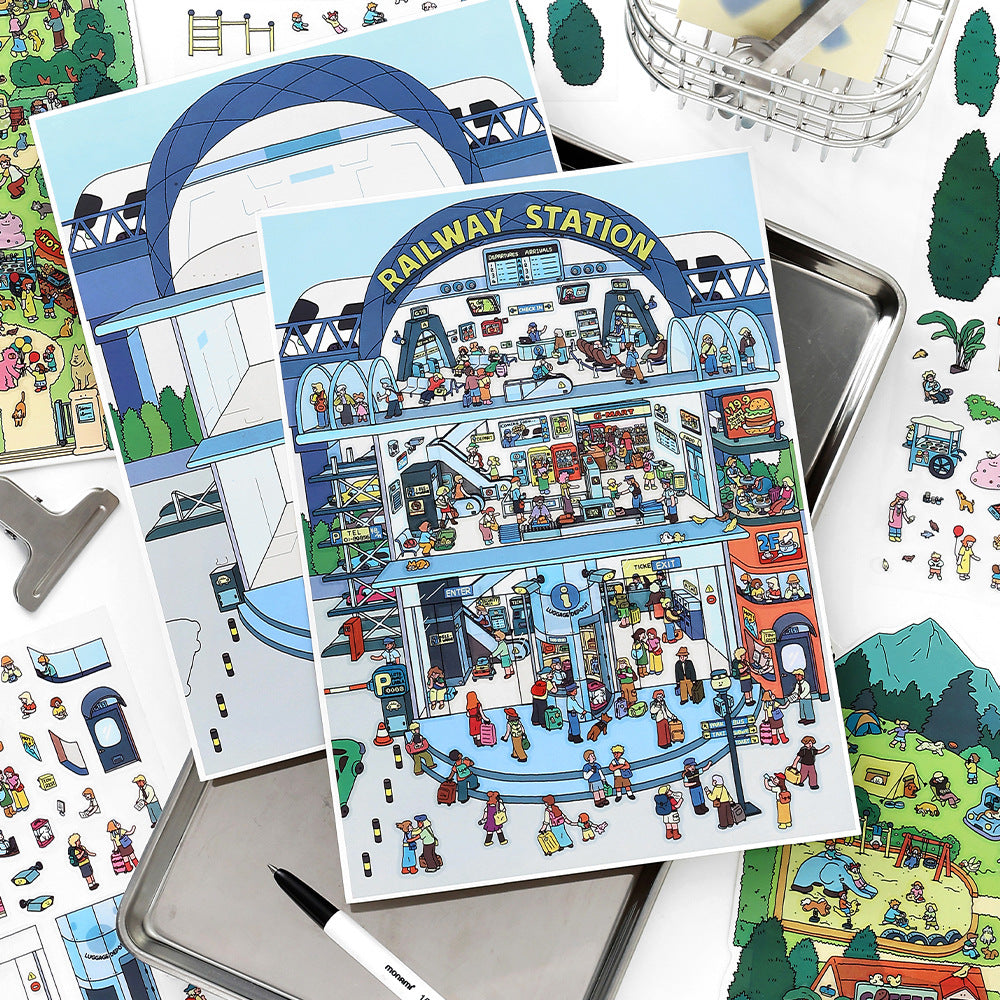 Today's Business 3D DIY Miniature Scences Sticker 30 Lovely Miniature Stickers