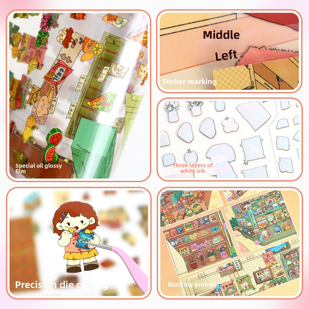 Code Scene Decoration Stickers 99.0 Special Oil Glossy Film Stickers Miniature Scene Collage Journal Stickers