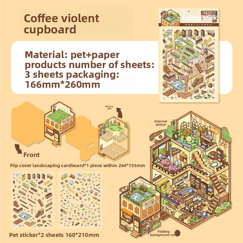 Sticker Post Miniature Landscape Stickers 3D DIY Stacking Cottage Journal Quiet Book