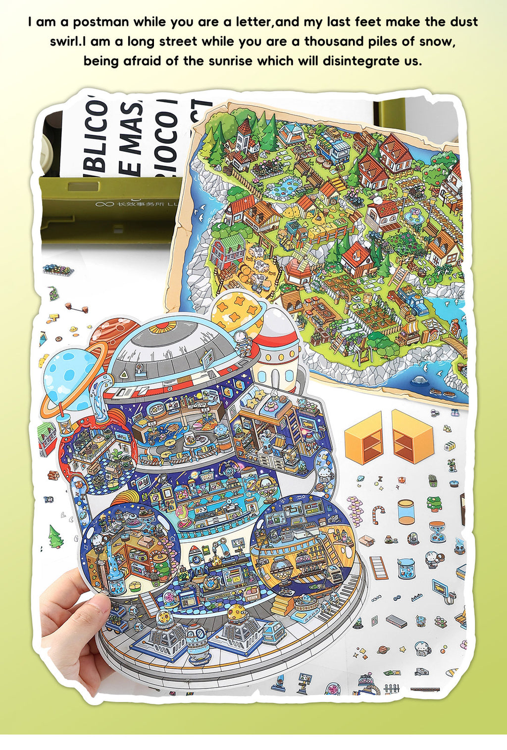 Large Size Landscaping Stickers My Little House 3D DIY Miniature Scences Sticker 3 Cute Miniature Stickers