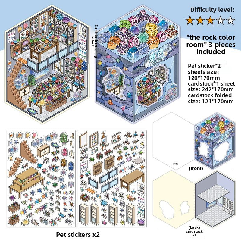 Today's Business 3D DIY Miniature Scences Sticker 18 Lovely Miniature Stickers