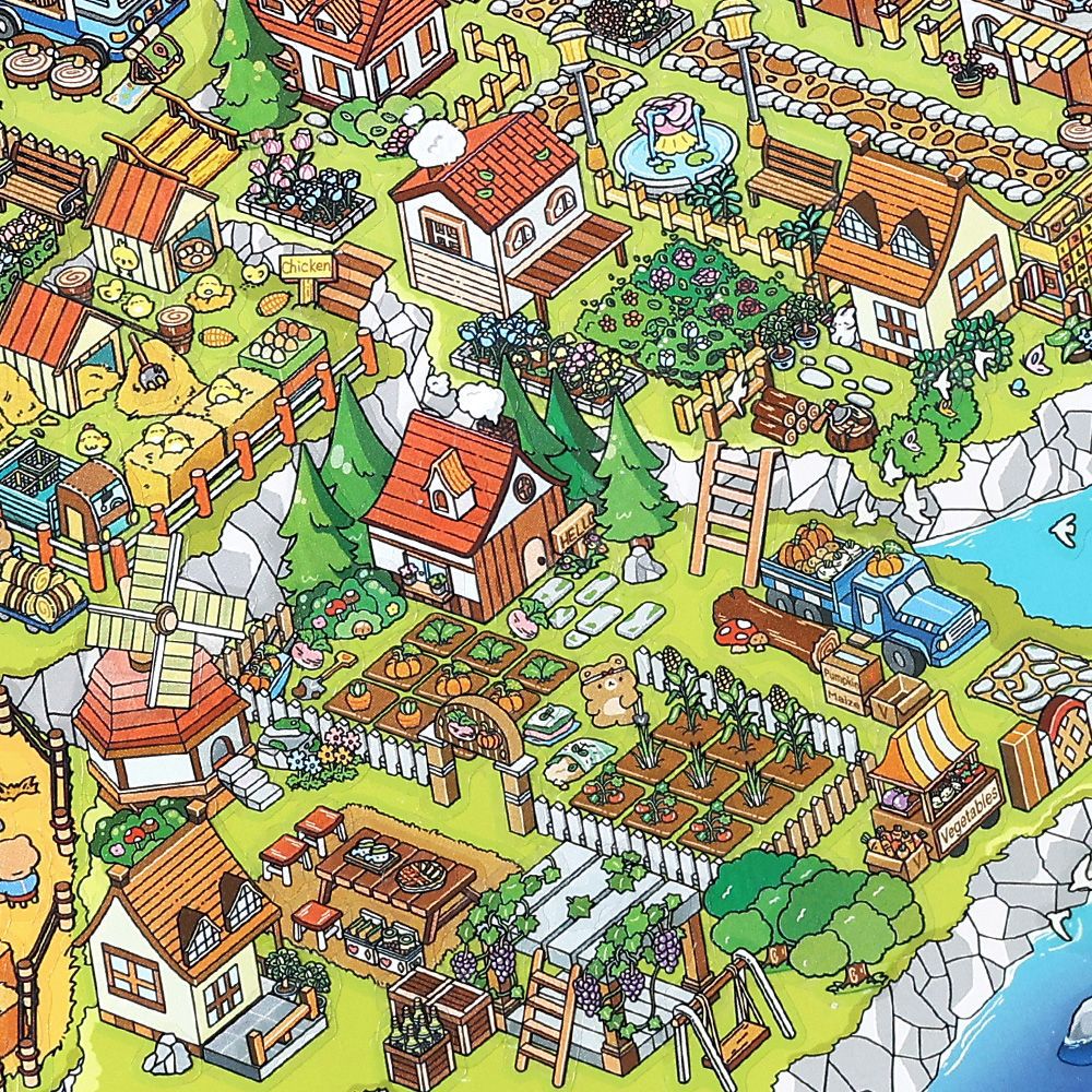 Large Size Landscaping Stickers My Little House 3D DIY Miniature Scences Sticker 3 Cute Miniature Stickers