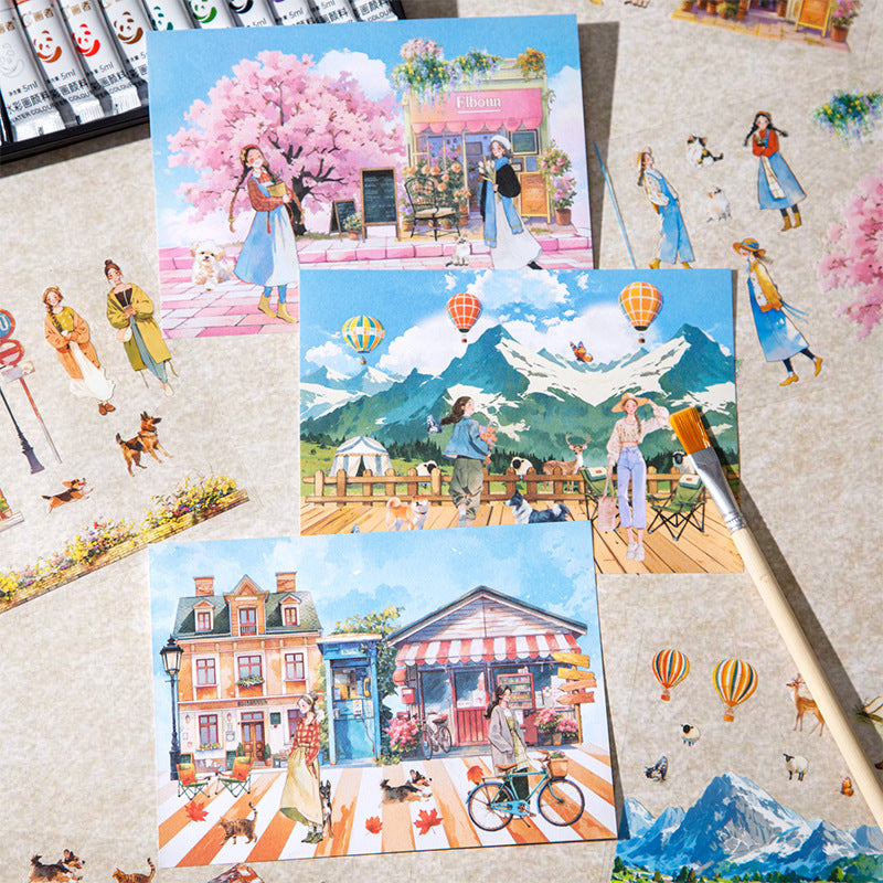 Beautiful Day Scene Sticker Books Leisurely Holiday Creative DIY Scene Fun Journal Collage Patterns