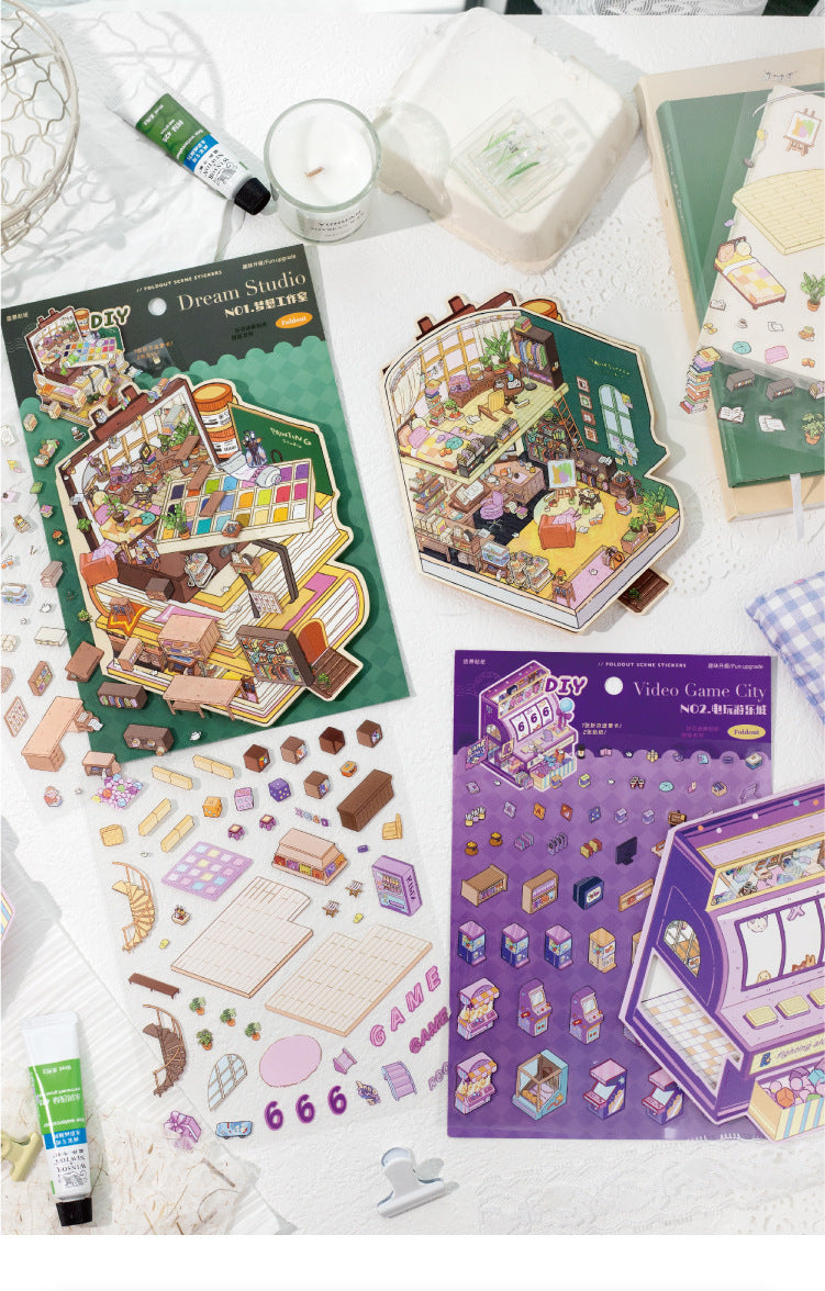 Minecraft Miniature Scene Stickers 3D Stress Relief Stickers