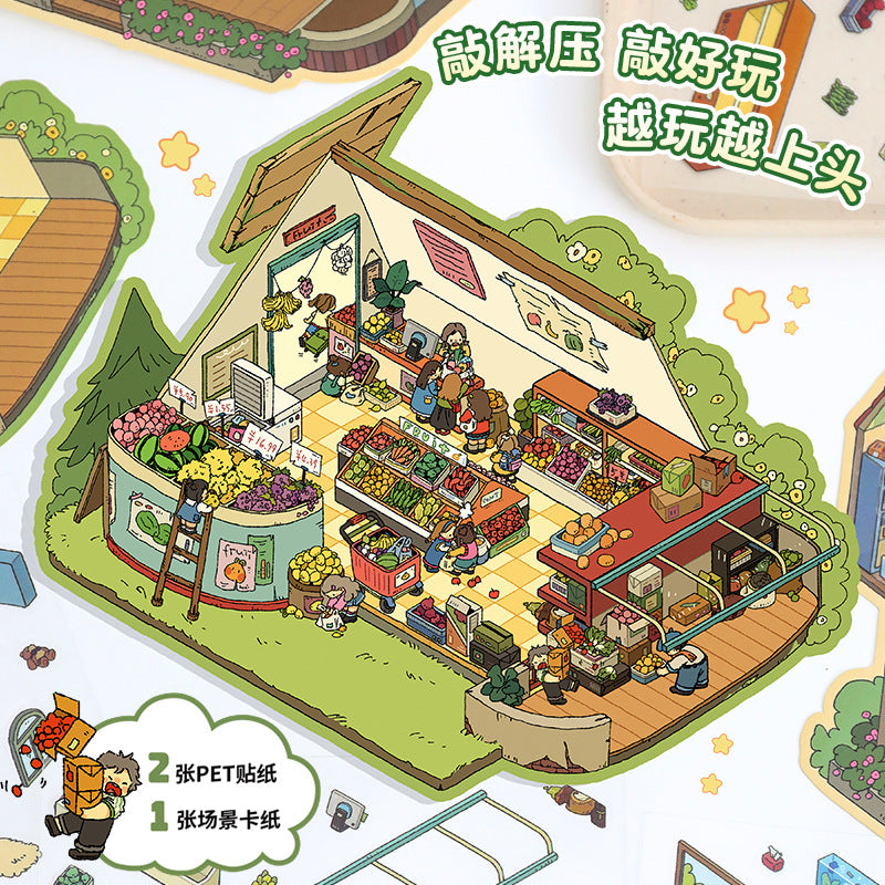 Miniature Scene 12.0 Landscaping Stickers 3D House Scene Stickers Landscaping Collage Journal Stickers