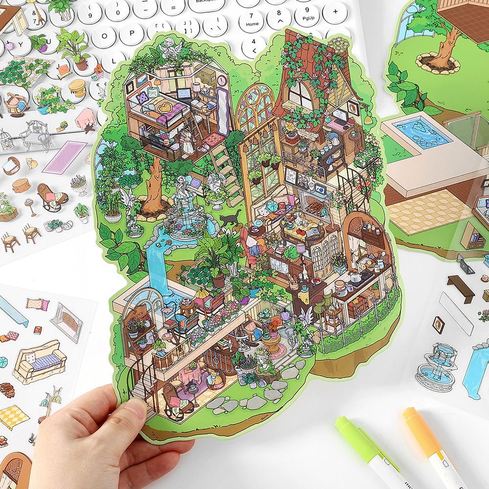 My Little House 3D DIY Miniature Scences Sticker 5 cute Miniature Stickers