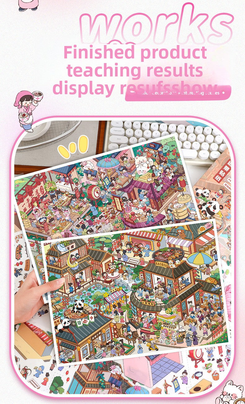 Scenery Stickers Enlarged Ancient Style 114.0 Scene Stickers 3D Miniature Scene Stress Relief Journal Stickers