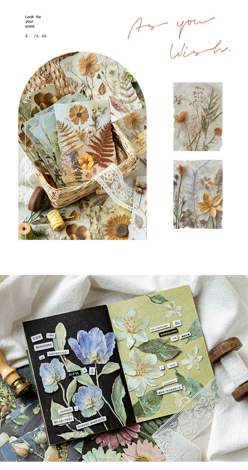 Vintage Embossed Plant Material Paper Floral Journal DIY Background Paper