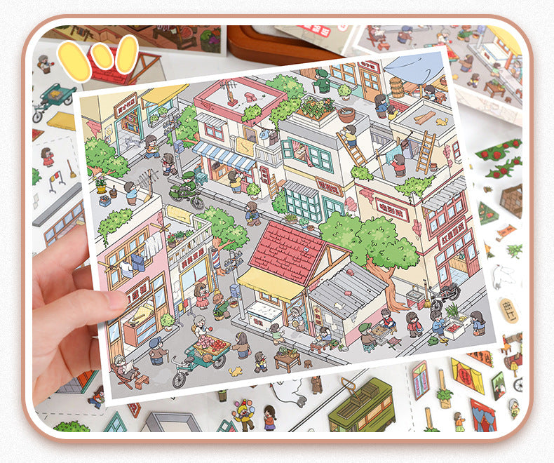 Scenery Stickers Retro Street Scene Series 113.0 Scene Stickers 3D Miniature Scene Journal Stickers