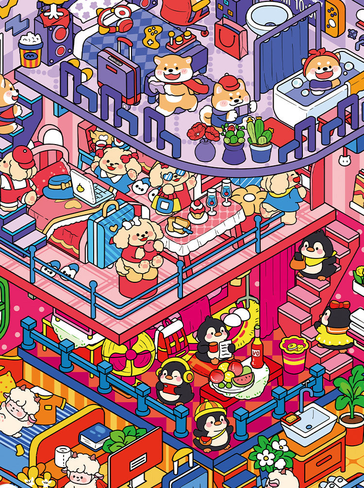 Large Version 6.0 Flip Cover 3D Landscape Stickers Cute DIY Stress Relief Miniature Scene Journal Stickers