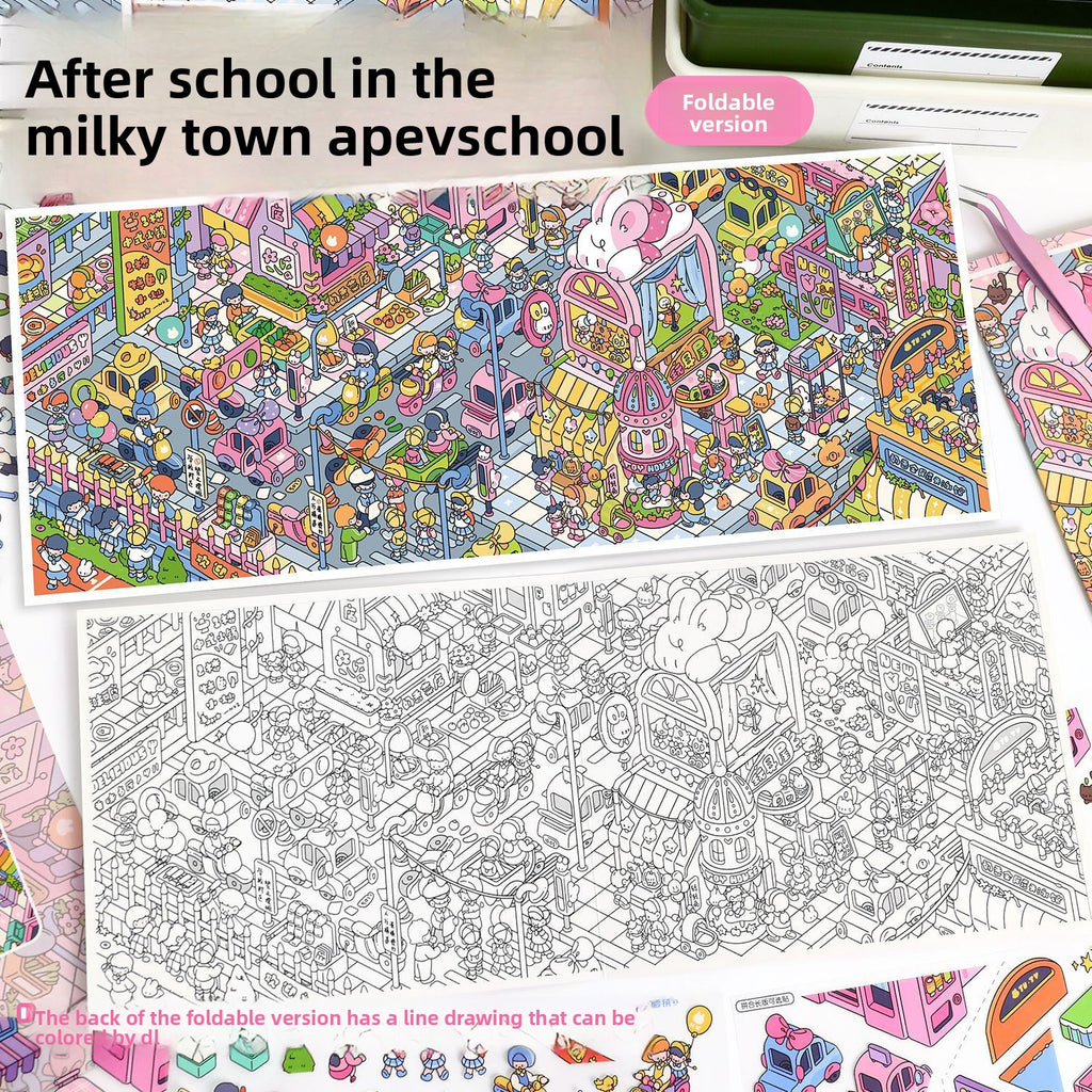 Scenery Stickers Milk Town Scene 96.0 Journal Stickers Stress Relief Stickers 3D Miniature Scene