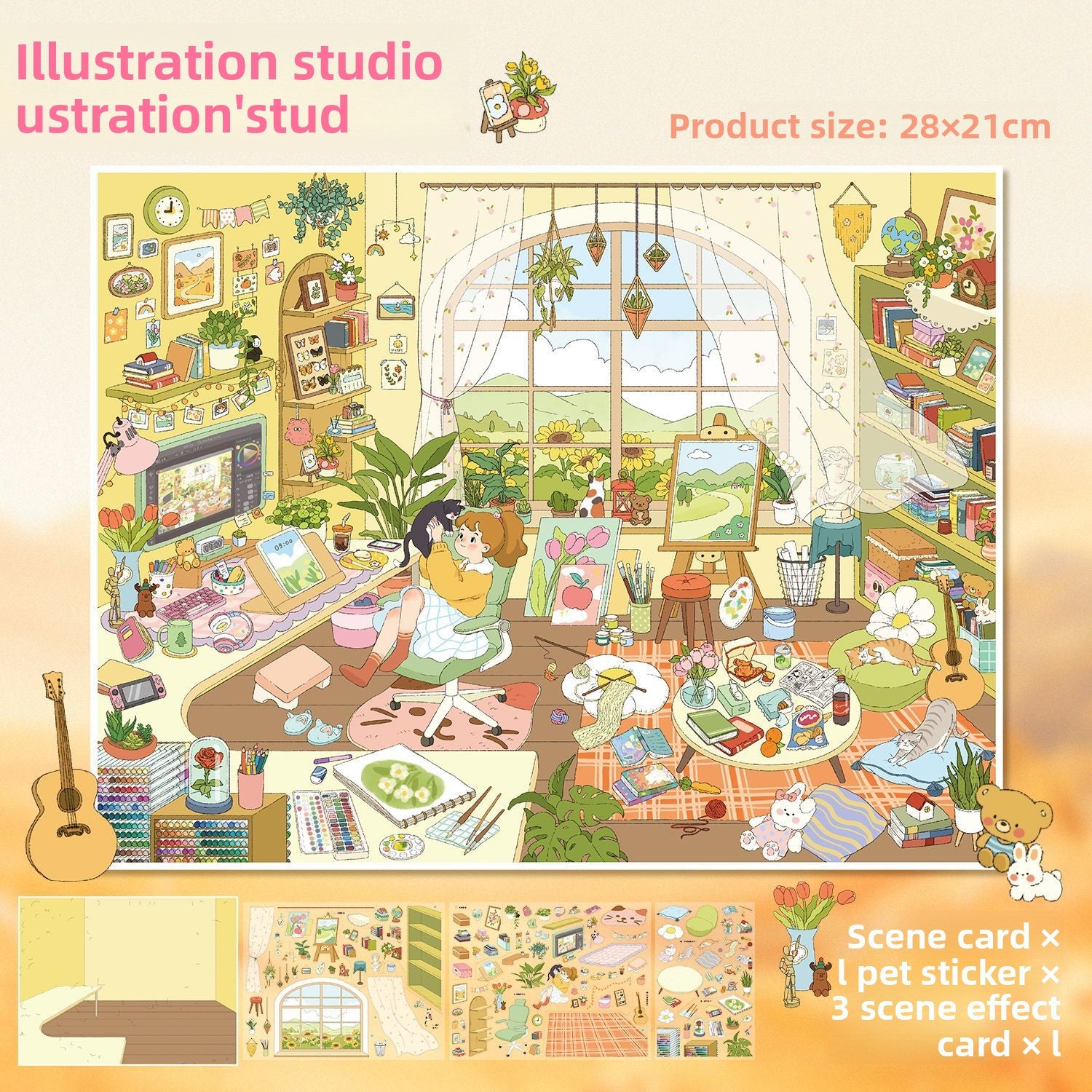 Large Touch Film Healing 115.0 Stickers Miniature Scene Stress Relief Journal Stickers