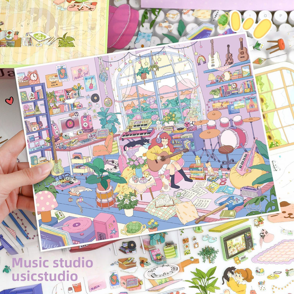 Large Touch Film Healing 115.0 Stickers Miniature Scene Stress Relief Journal Stickers