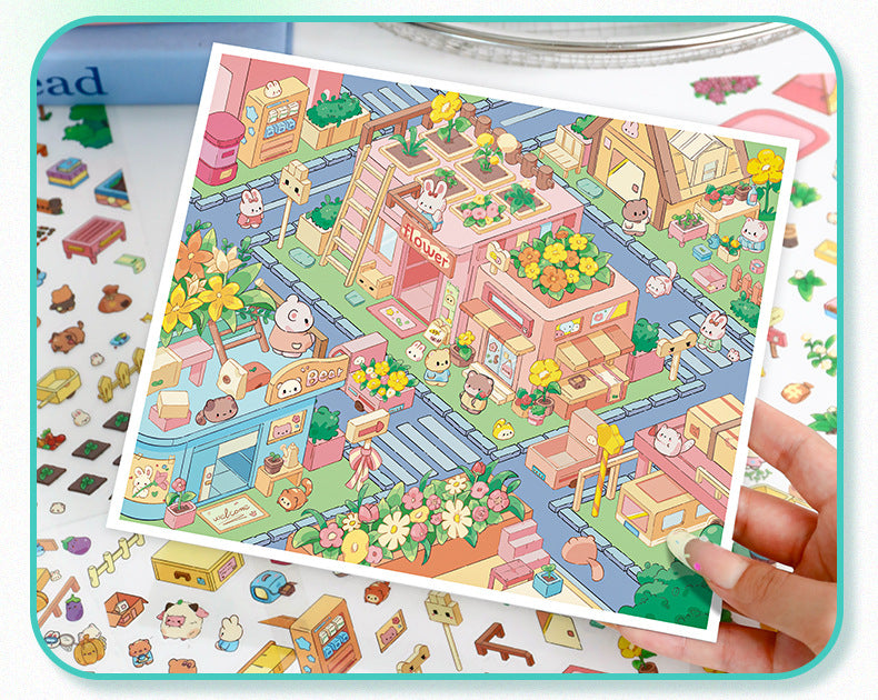 Landscape Stickers Town Scene 74.0 Stickers 3D Stickers Cute DIY Stress Relief Journal Stickers