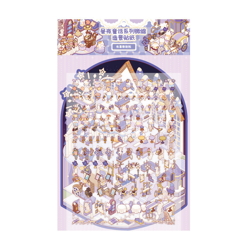 Zoo Small Class Day and Night Fairy Tale Miniature Scene Stickers 3D House Journal Quiet Book