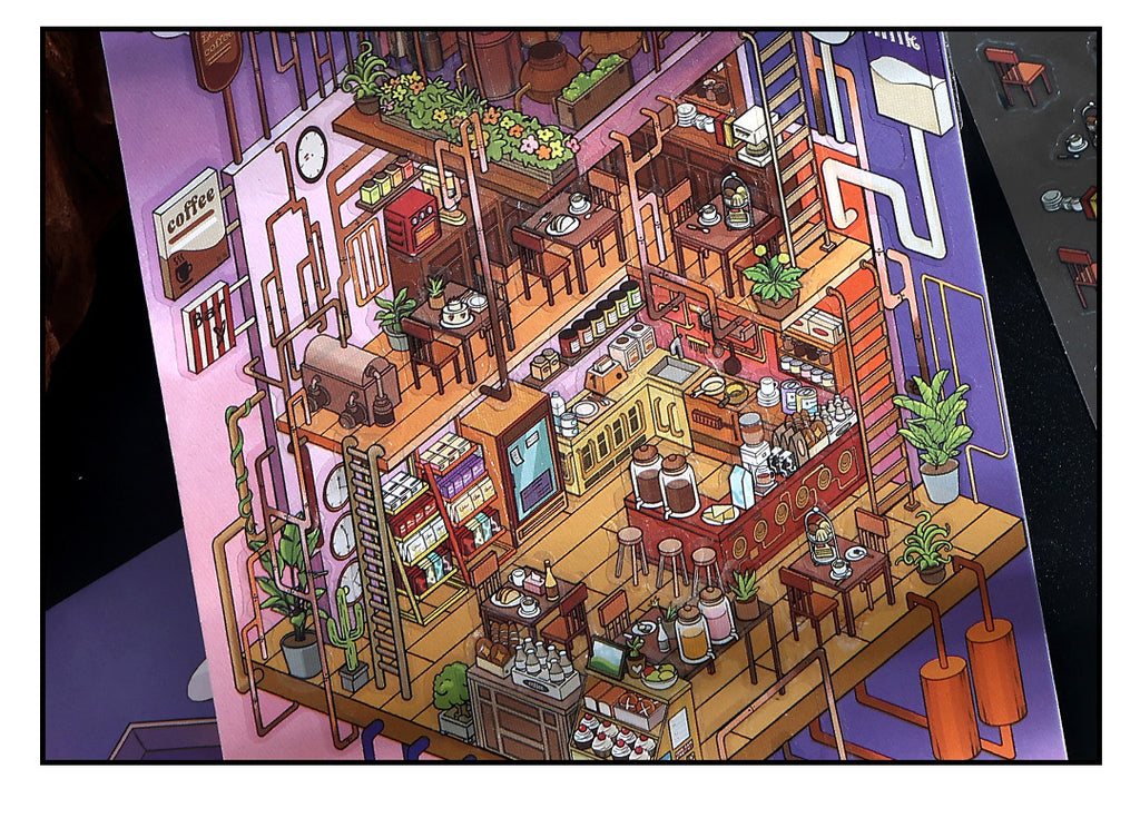 Today's Business 3D DIY Miniature Scences Sticker 16 Lovely Miniature Stickers