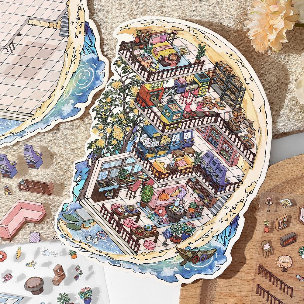 My Little House 3D DIY Miniature Scences Sticker 8 cute Miniature Stickers