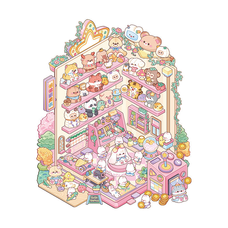 3D Cartoon Claw Machine Stickers 9.0 Stereo Scenery Cute DIY Journal Stickers