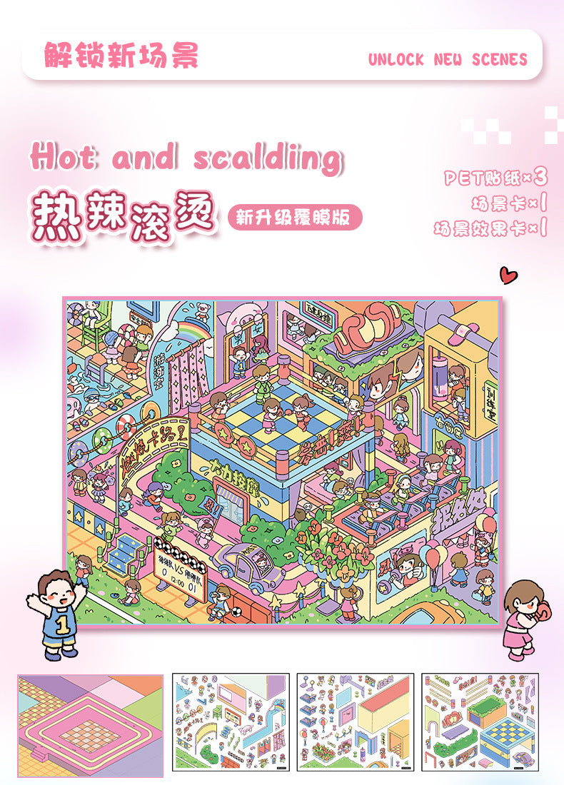 Cute 3D Miniature Scene Stickers 38.0 Large Size Stackable Stress Relief Stickers for Journaling