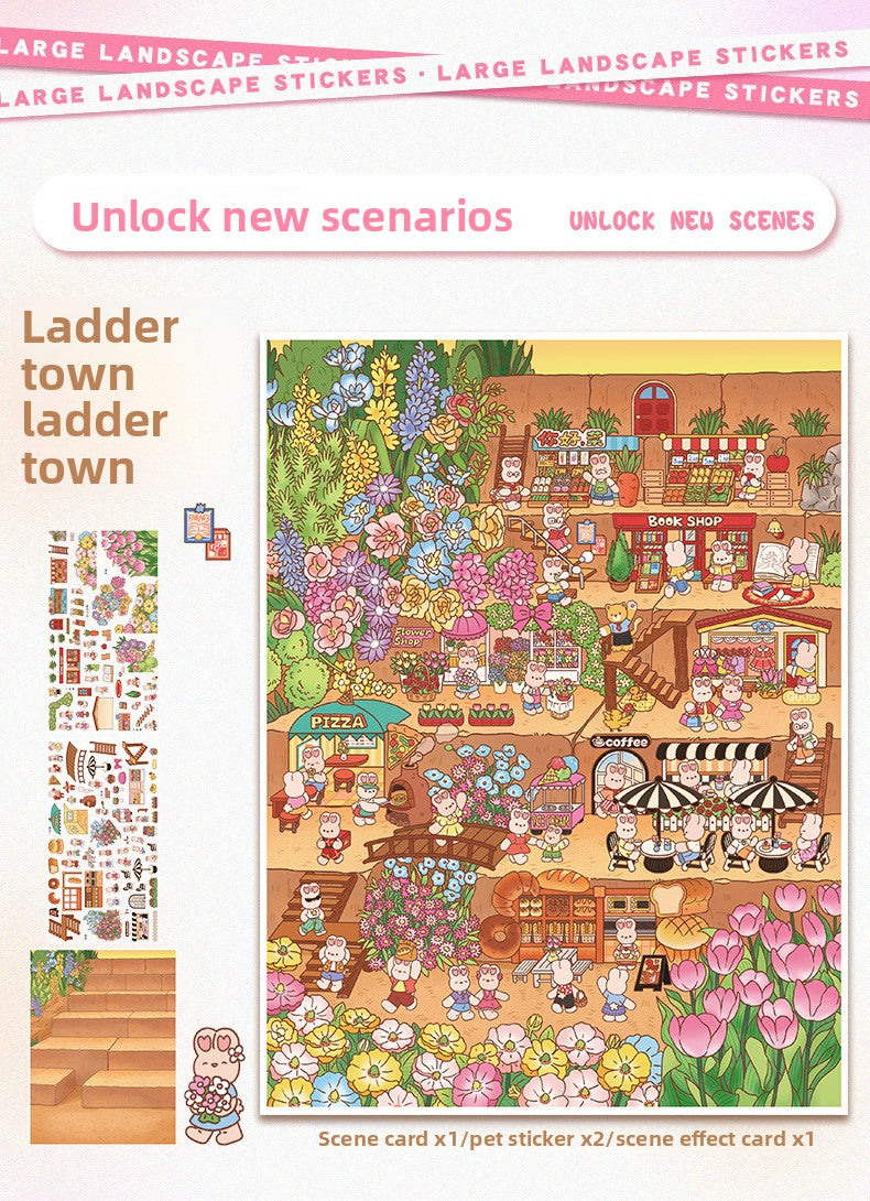 Large Special Oil Scene Stickers 108.0 Stickers 3D Miniature House Miniature Scene Journal Stickers