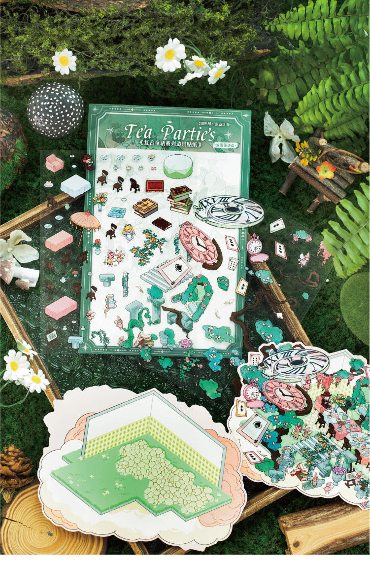 Vintage Fairy Tale Scene Stickers 3D l Cottage DIY Journal Puzzle Stickers