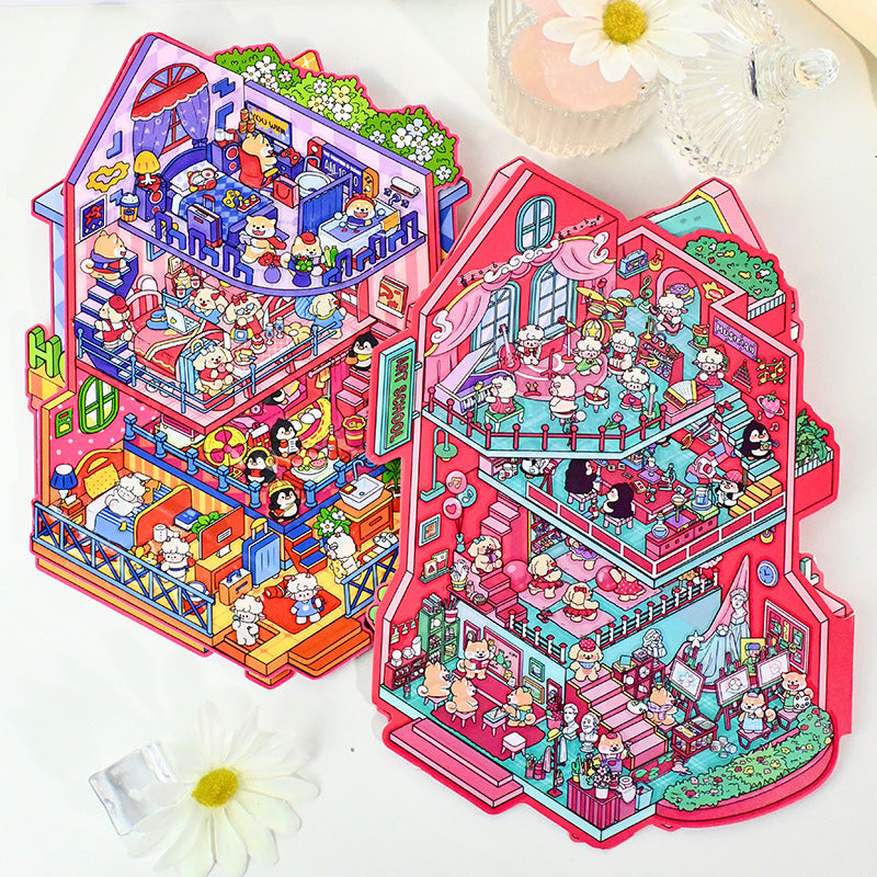 Large Version 6.0 Flip Cover 3D Landscape Stickers Cute DIY Stress Relief Miniature Scene Journal Stickers