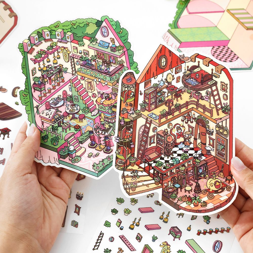 My Little House 3D DIY Miniature Scences Sticker 9 cute Miniature Stickers