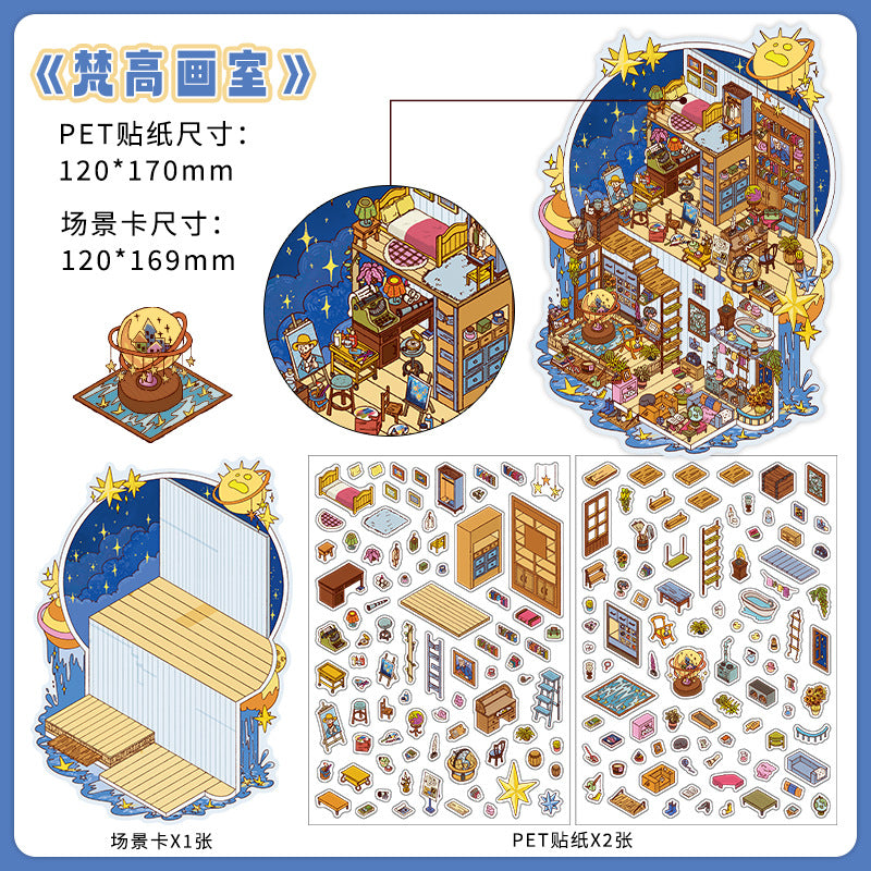 Miniature Corner Scenery Stickers 5 Creative Journal DIY Scene Stress Relief Collage